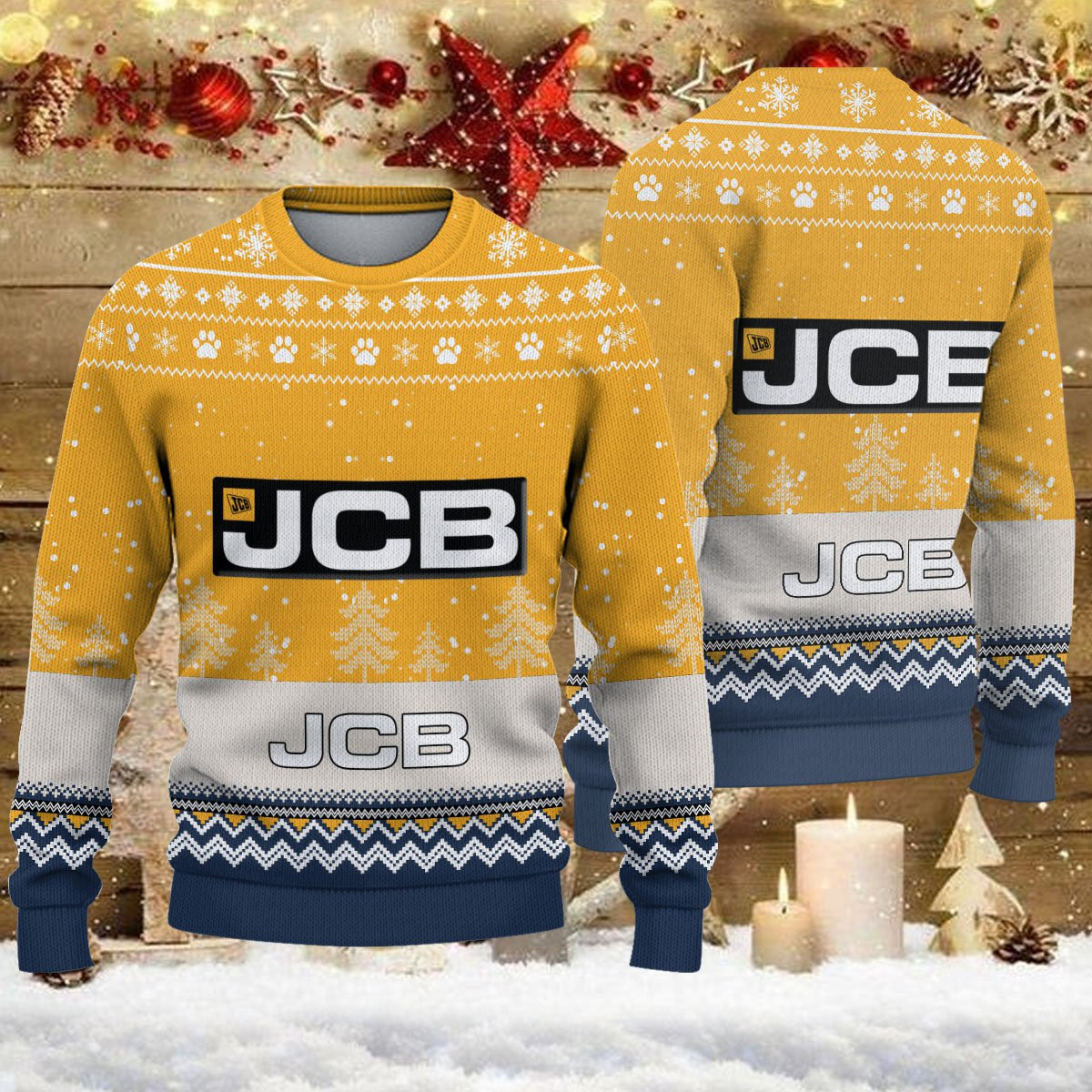 Pull de Noël moche JCB Agricultural Tractors - Ugly Christmas Sweater