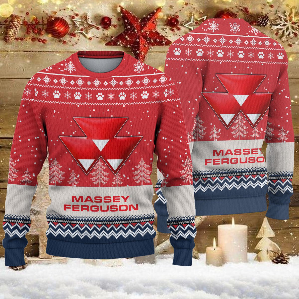 Pull de Noël moche Massey Ferguson - Ugly Christmas Sweater