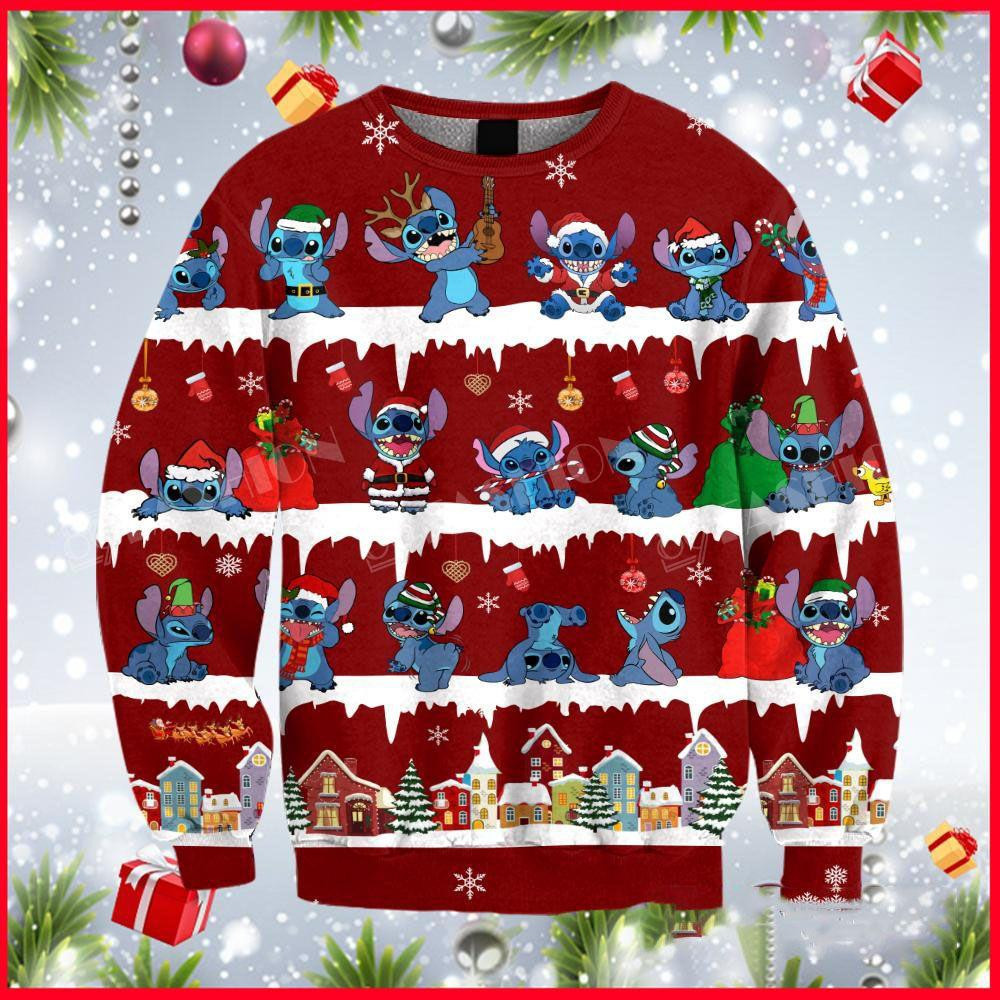 Pull de Noël moche Stitch - Lilo & Stitch Disney Ugly Christmas Sweater 1