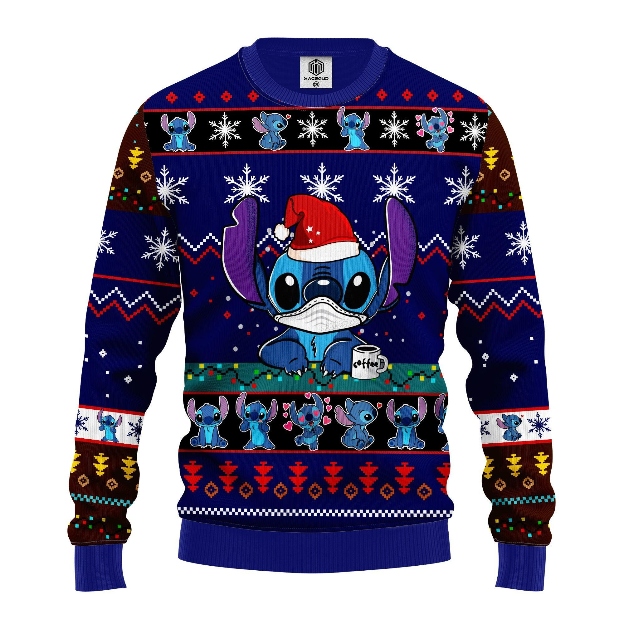 Pull de Noël moche Stitch - Lilo & Stitch Disney Ugly Christmas Sweater 4