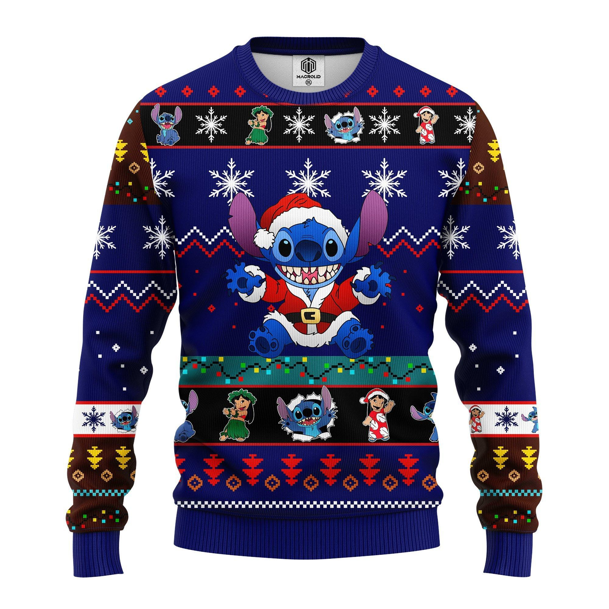 Pull de Noël moche Stitch - Lilo & Stitch Disney Ugly Christmas Sweater 6
