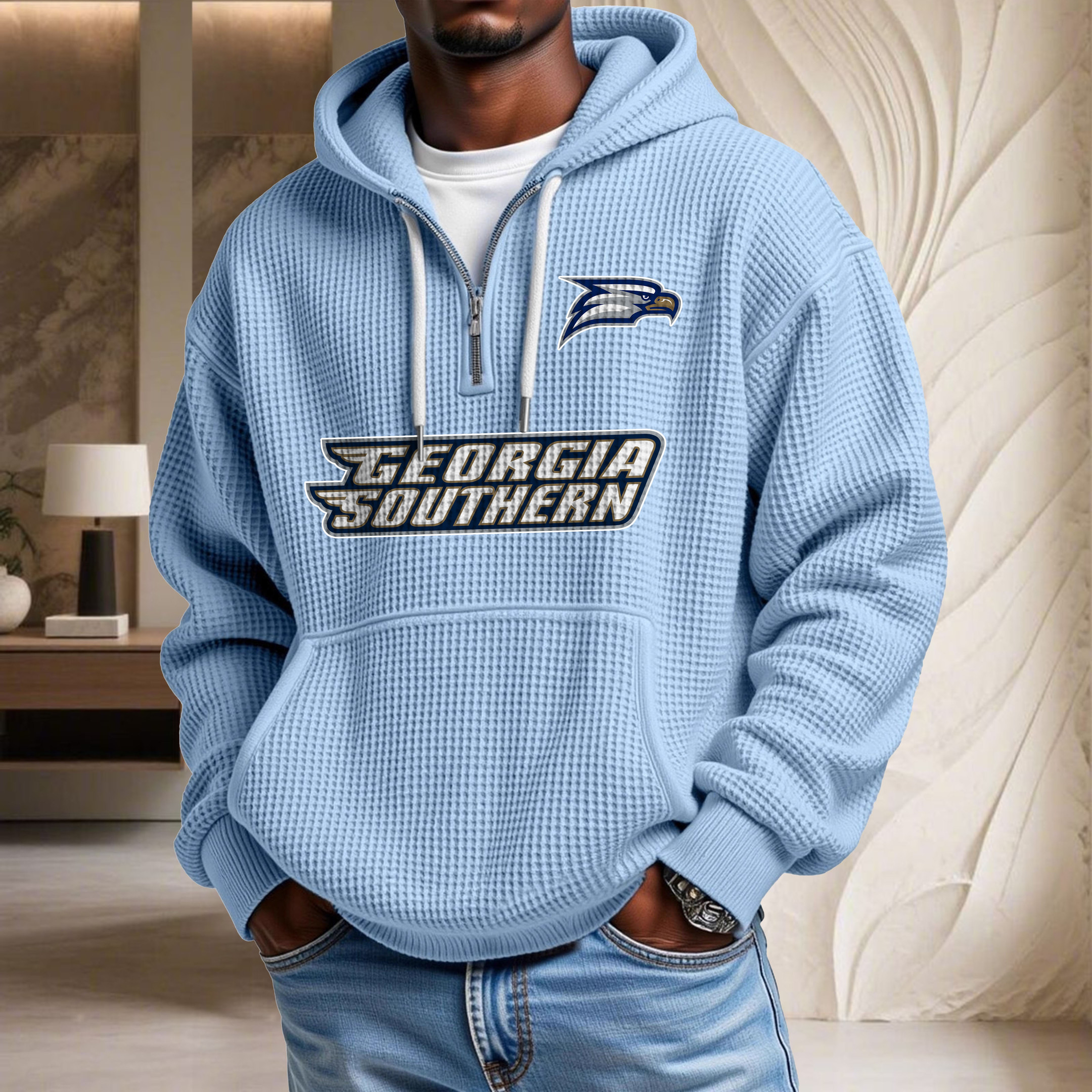 Sweat à capuche en maille gaufrée Georgia Southern Eagles – Image 5