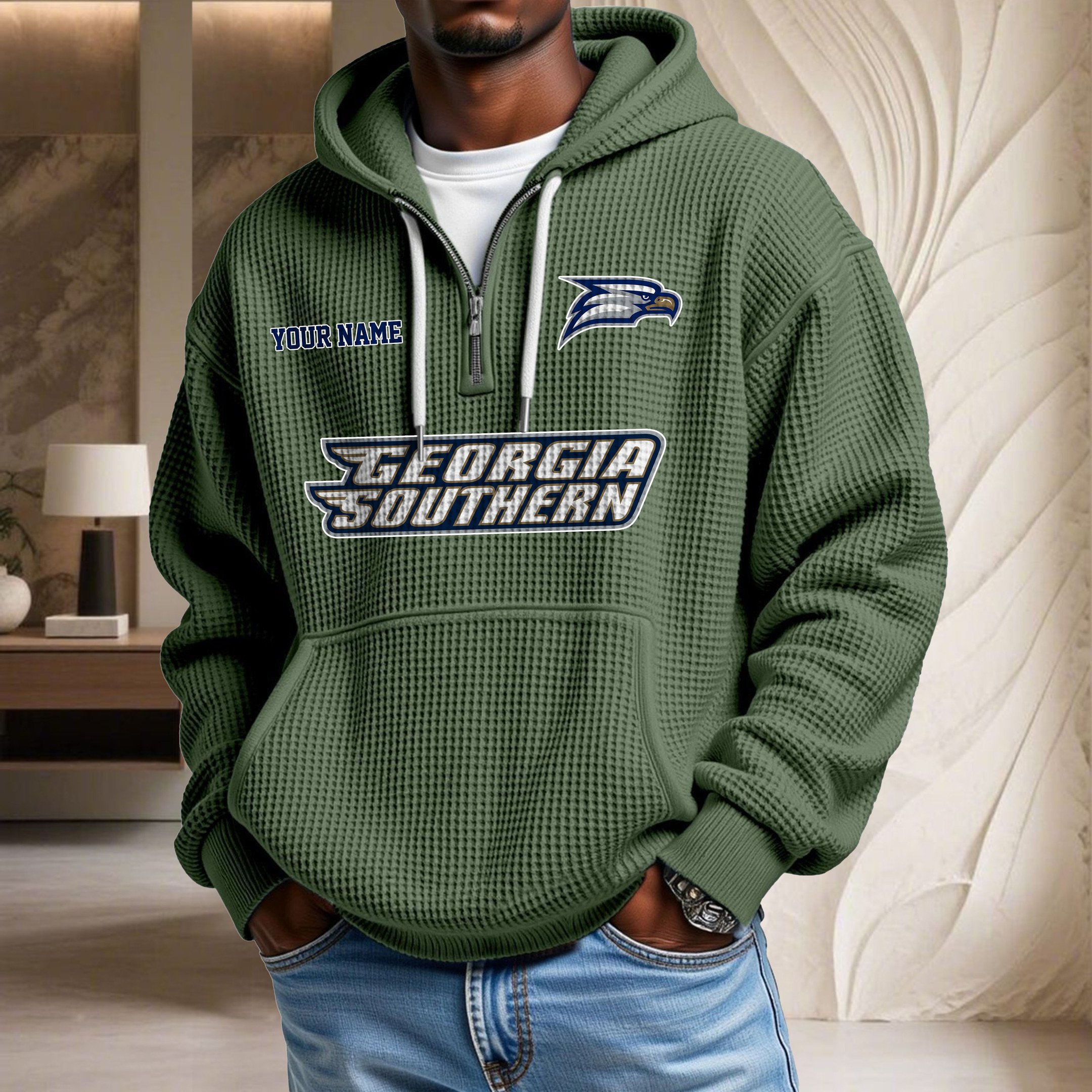 Sweat à capuche en maille gaufrée Georgia Southern Eagles – Image 6