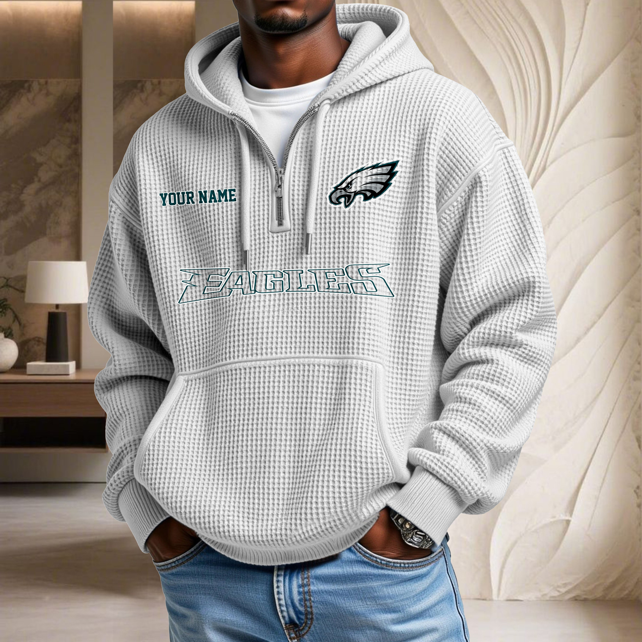 Sweat à capuche en maille gaufrée Philadelphia Eagles