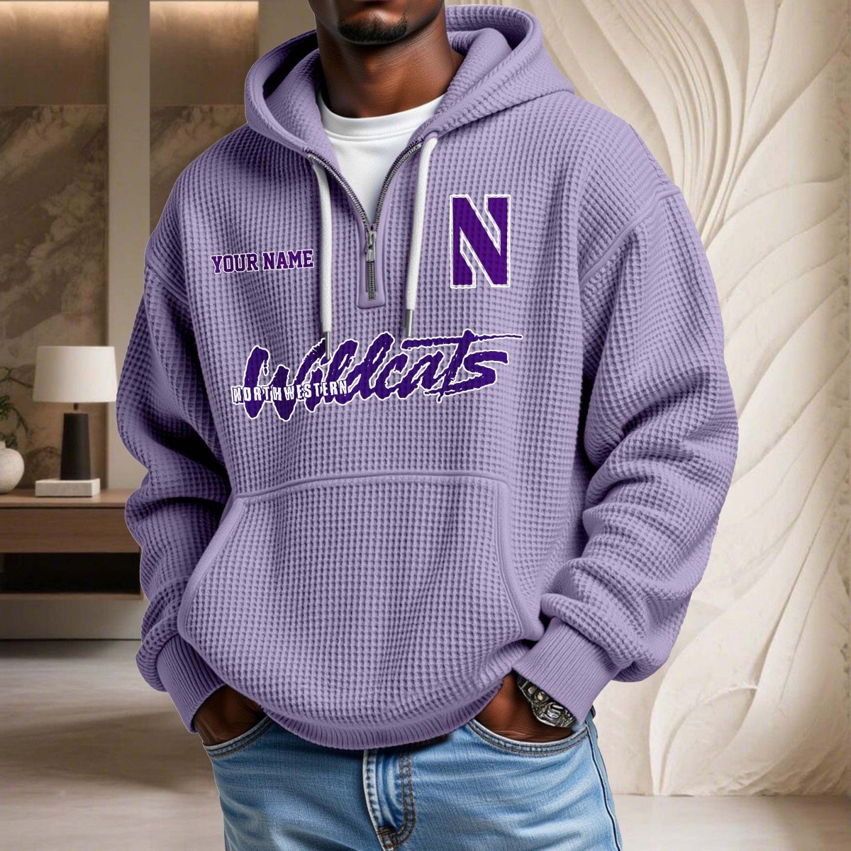 Sweat à capuche en maille gaufrée Northwestern Wildcats