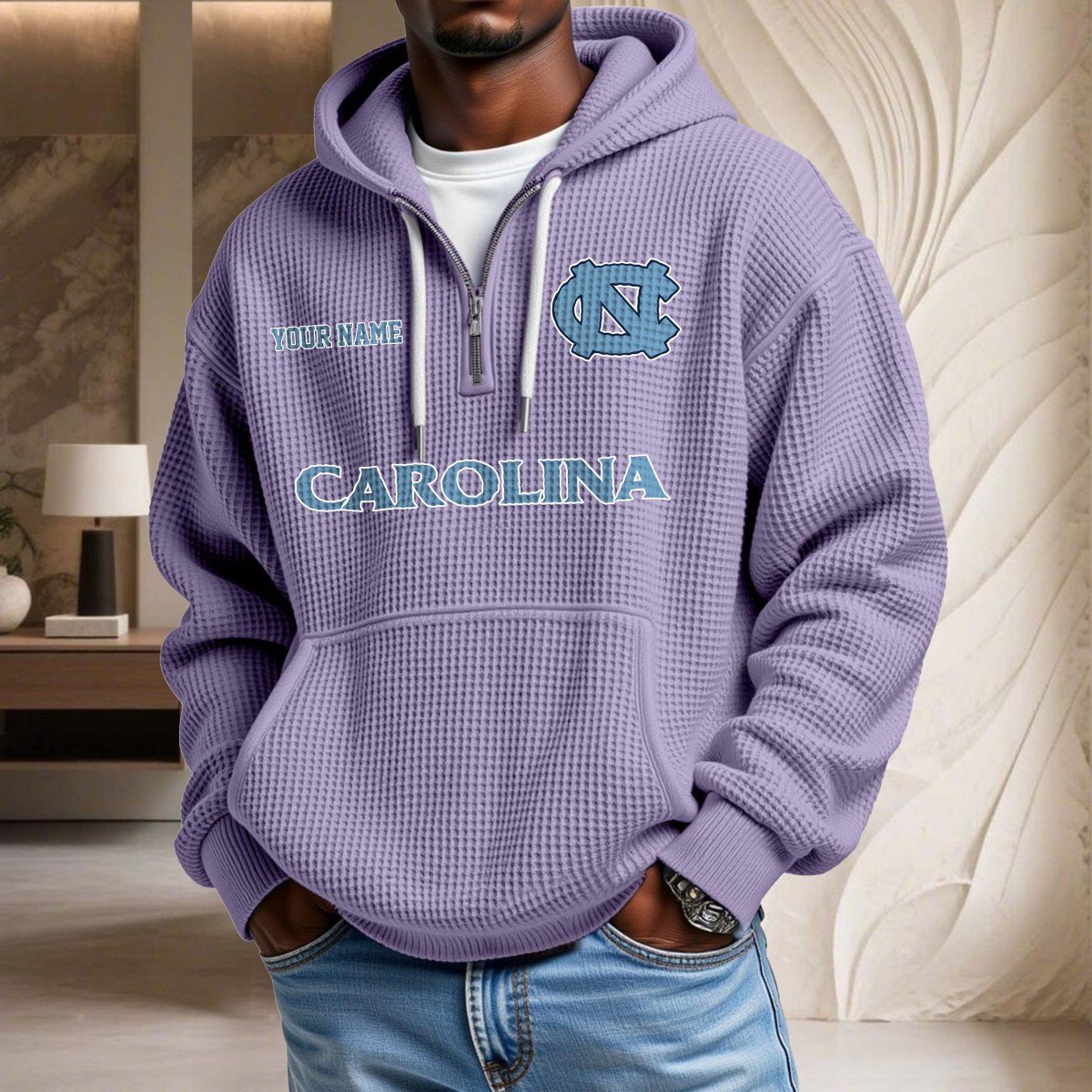 Sweat à capuche en maille gaufrée North Carolina Tar Heels – Image 10