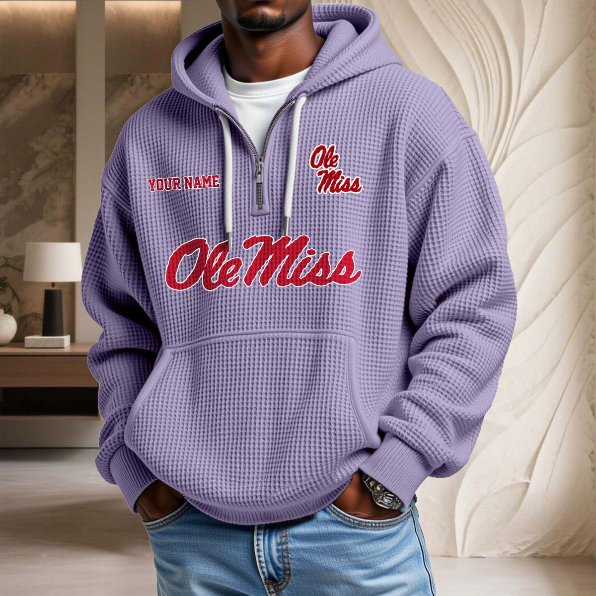 Sweat à capuche en maille gaufrée Ole Miss Rebels – Image 10