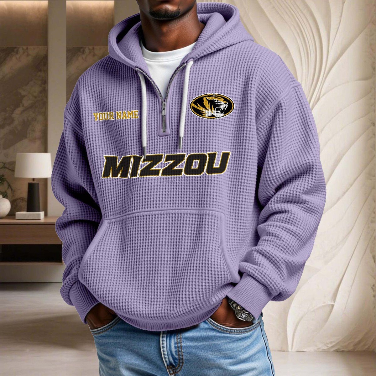 Sweat à capuche en maille gaufrée Missouri Tigers – Image 10