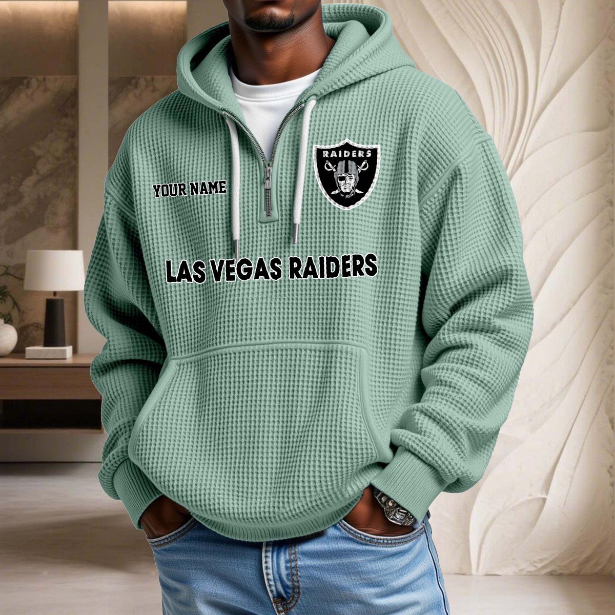 Sweat à capuche en maille gaufrée Las Vegas Raiders – Image 8