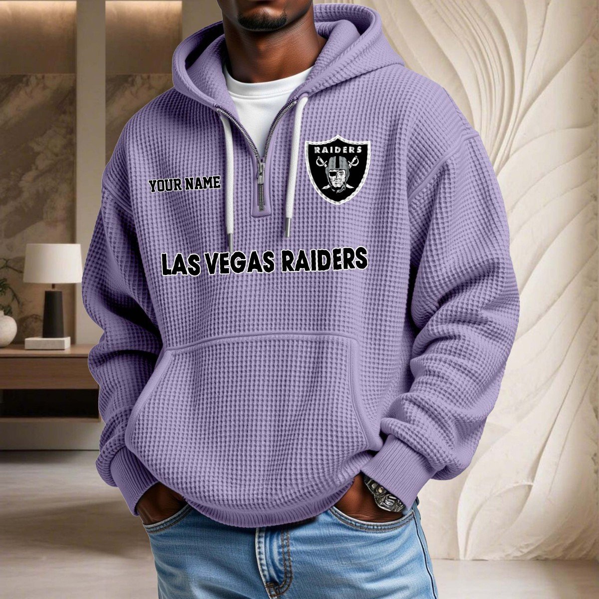 Sweat à capuche en maille gaufrée Las Vegas Raiders – Image 10