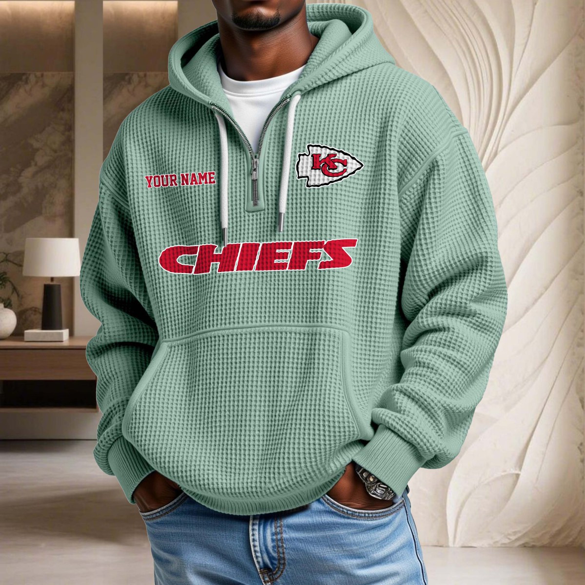 Sweat à capuche en maille gaufrée Kansas City Chiefs – Image 8