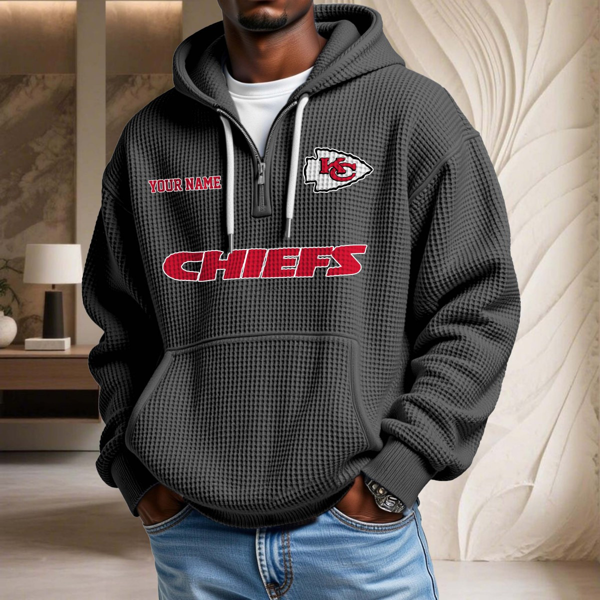 Sweat à capuche en maille gaufrée Kansas City Chiefs – Image 2