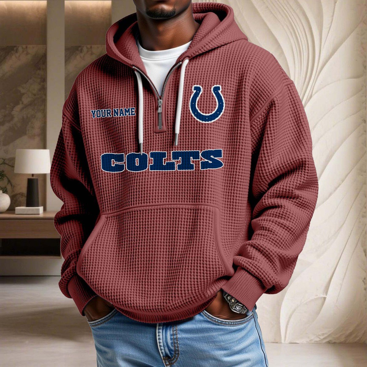 Sweat à capuche en maille gaufrée Indianapolis Colts – Image 4