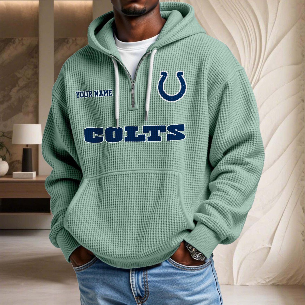 Sweat à capuche en maille gaufrée Indianapolis Colts – Image 8