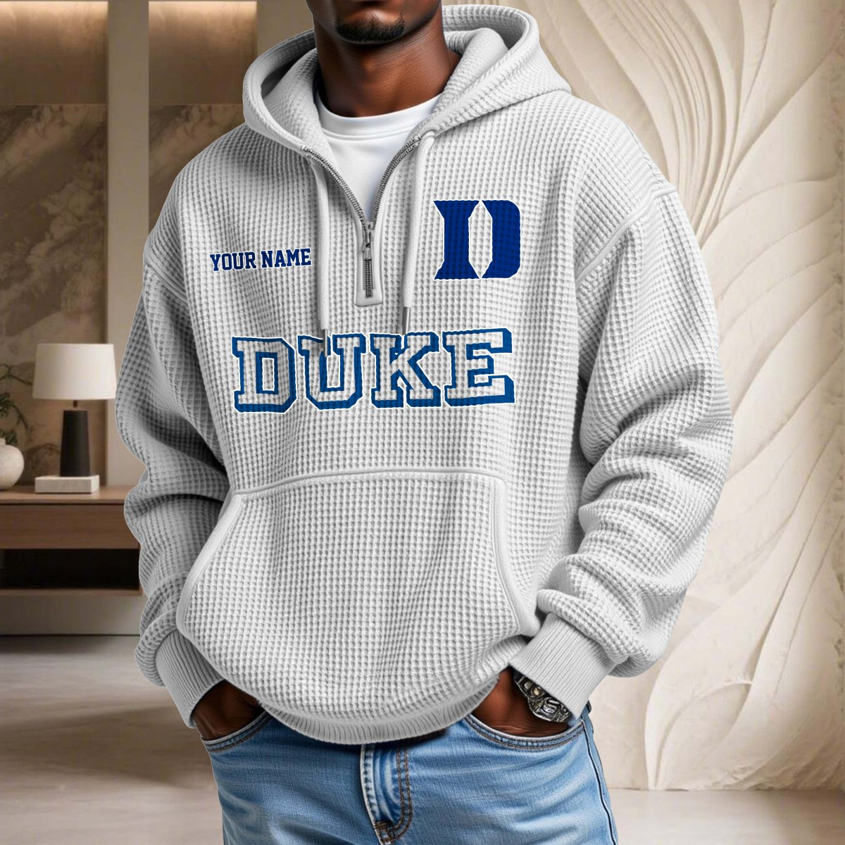 Sweat à capuche en maille gaufrée Duke Blue Devils – Image 3
