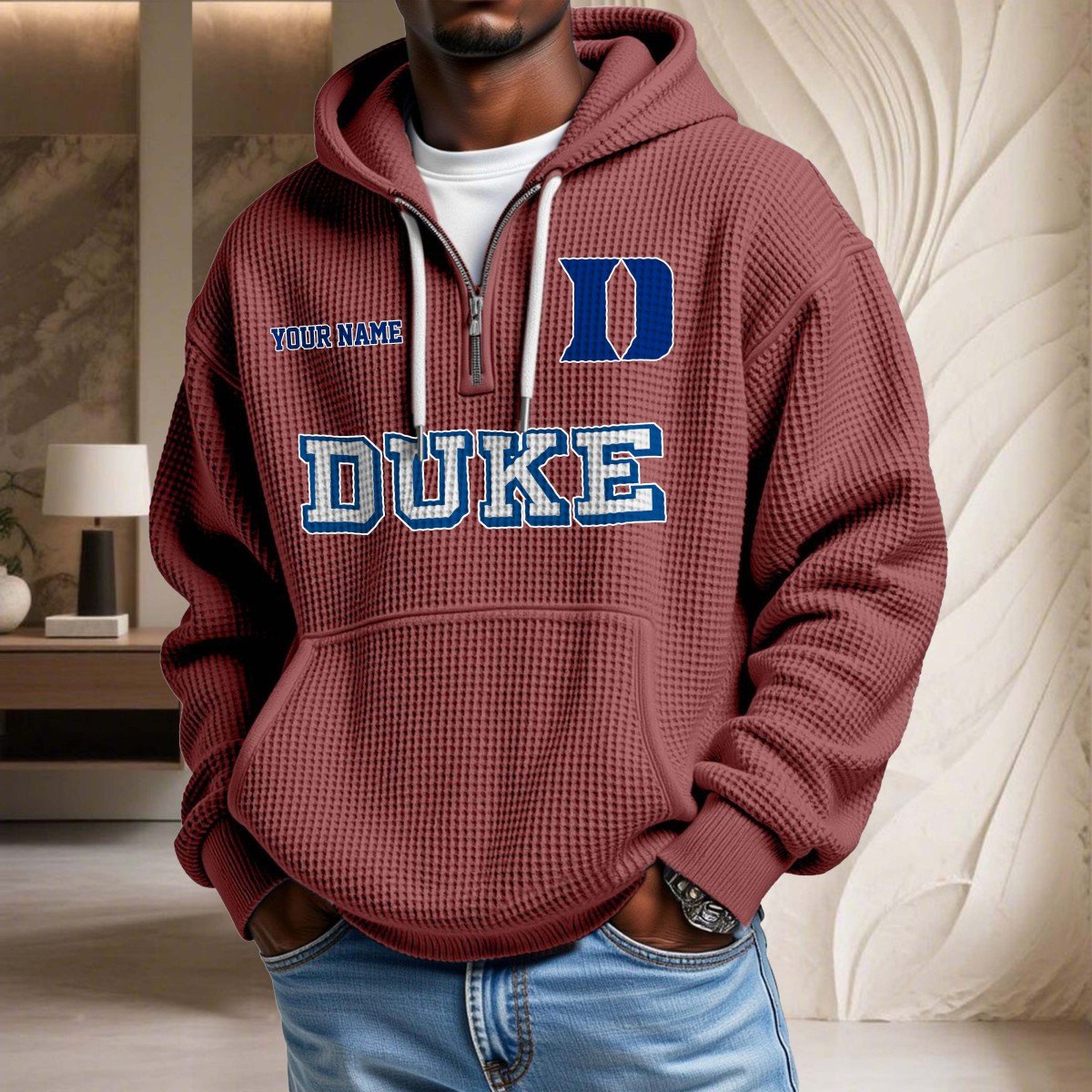 Sweat à capuche en maille gaufrée Duke Blue Devils – Image 4