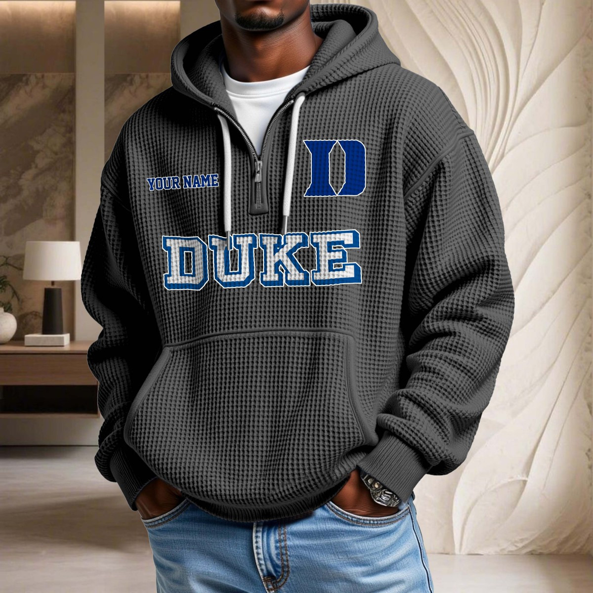 Sweat à capuche en maille gaufrée Duke Blue Devils – Image 2