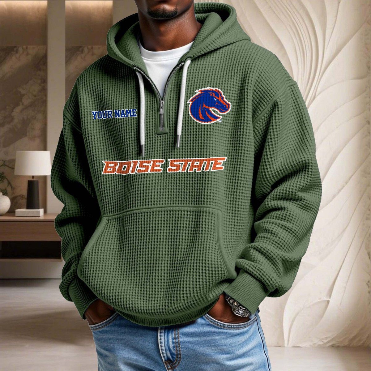 Sweat à capuche en maille gaufrée Boise State Broncos – Image 9