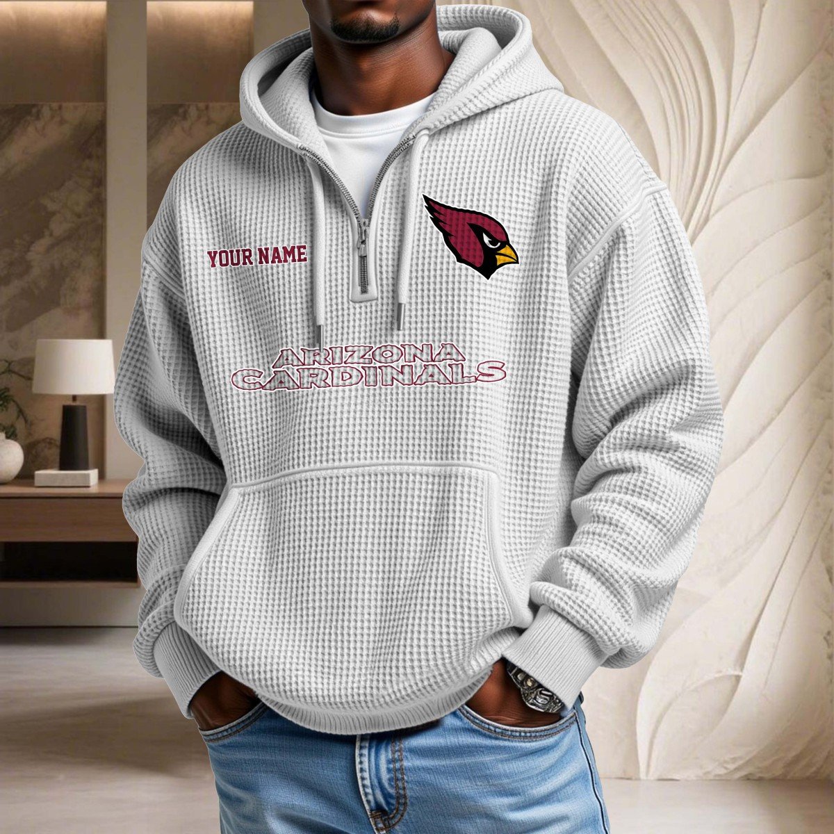 Sweat à capuche en maille gaufrée Arizona Cardinals – Image 3