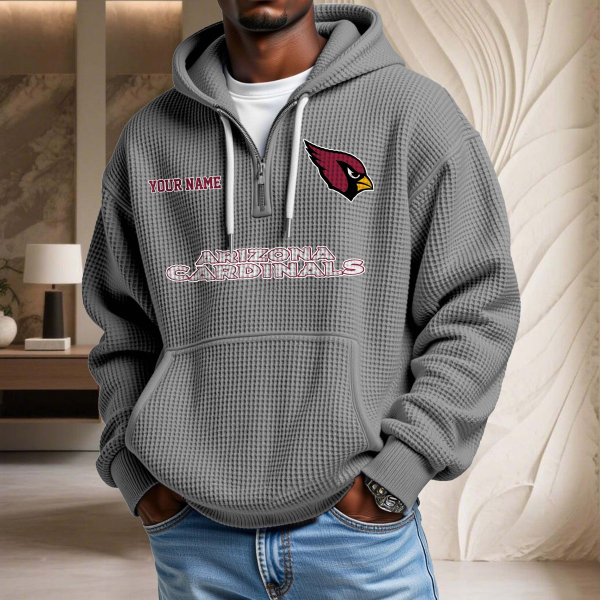 Sweat à capuche en maille gaufrée Arizona Cardinals – Image 6