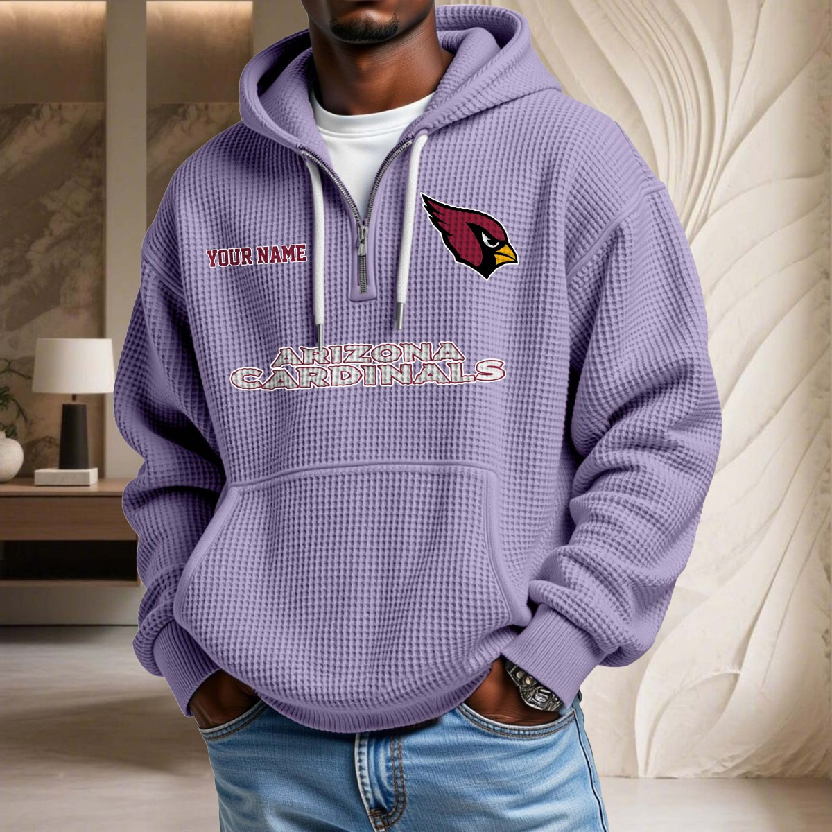 Sweat à capuche en maille gaufrée Arizona Cardinals – Image 10
