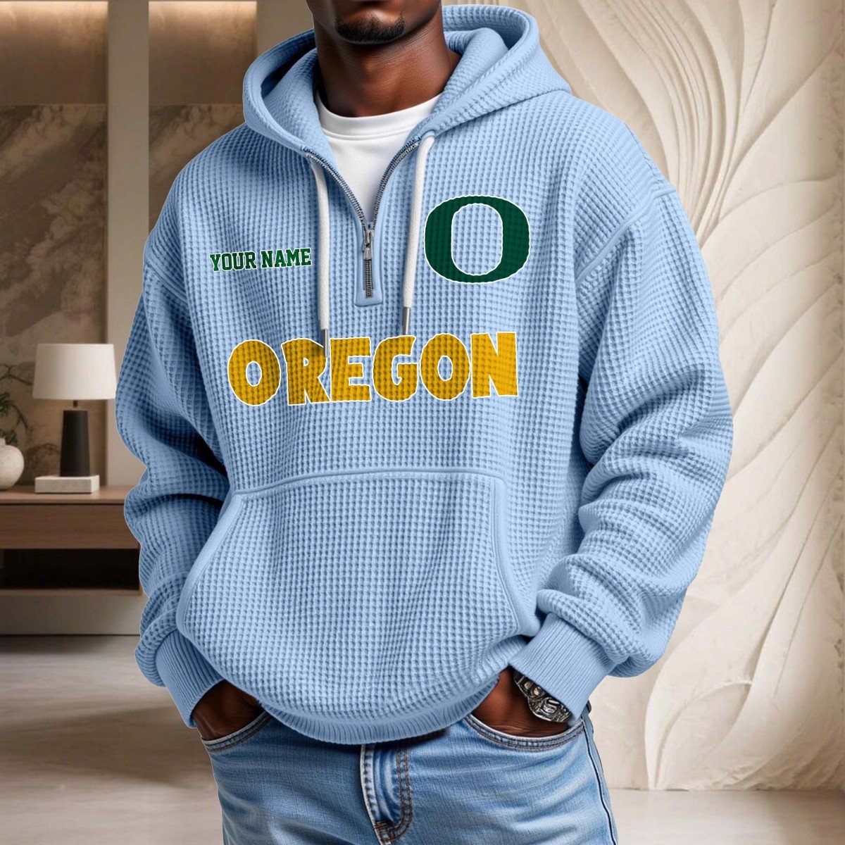 Sweat à capuche en maille gaufrée Oregon Ducks – Image 7