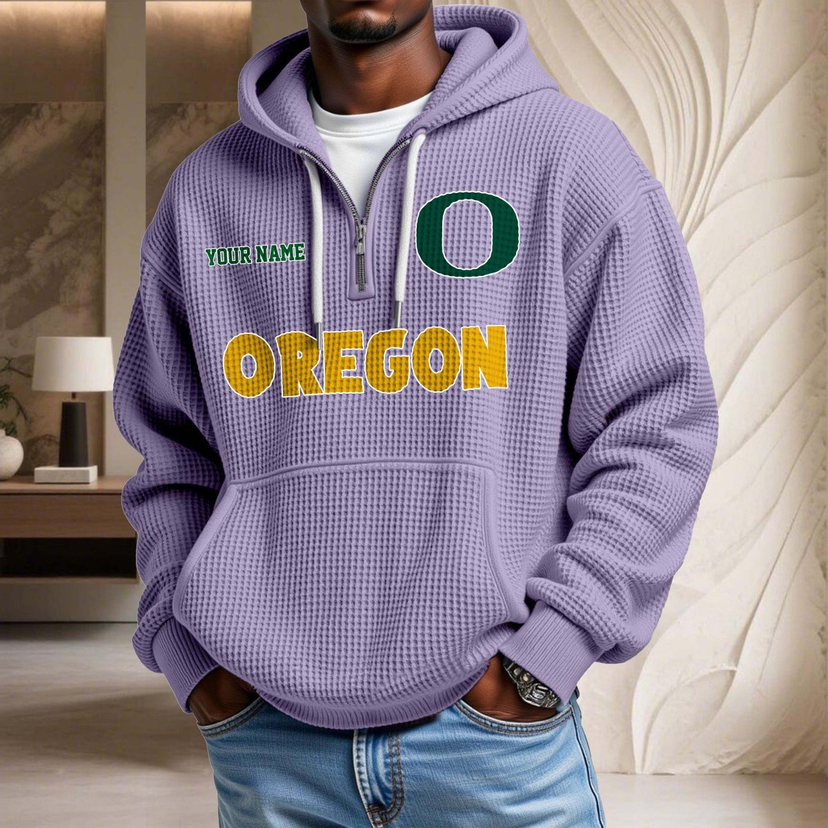 Sweat à capuche en maille gaufrée Oregon Ducks – Image 10