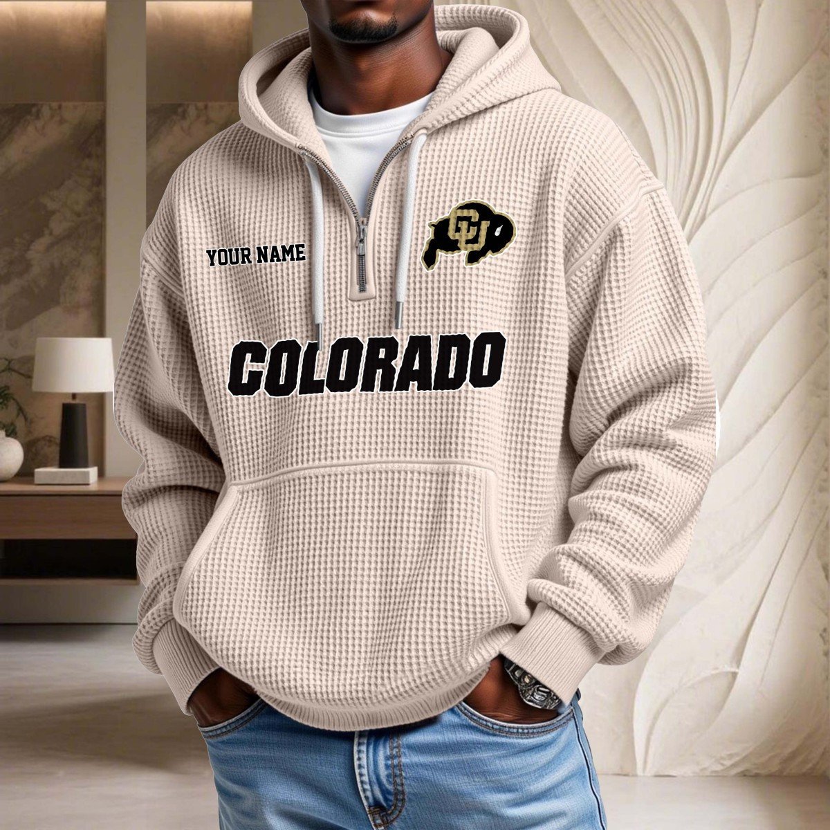 Sweat à capuche en maille gaufrée Colorado Buffaloes – Image 5