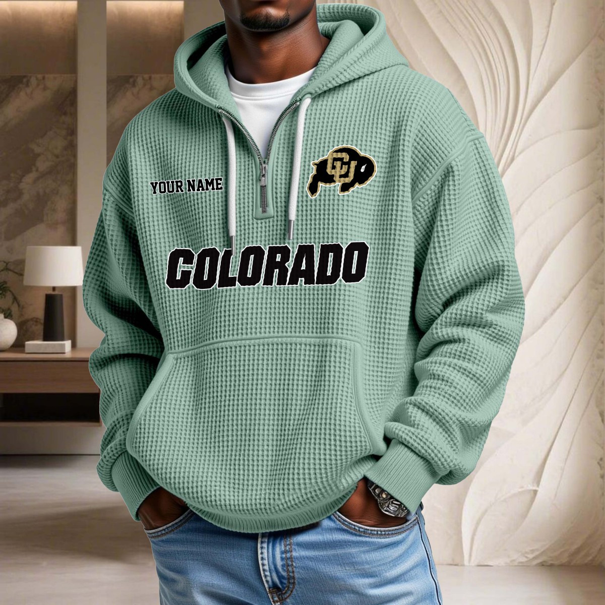 Sweat à capuche en maille gaufrée Colorado Buffaloes – Image 8