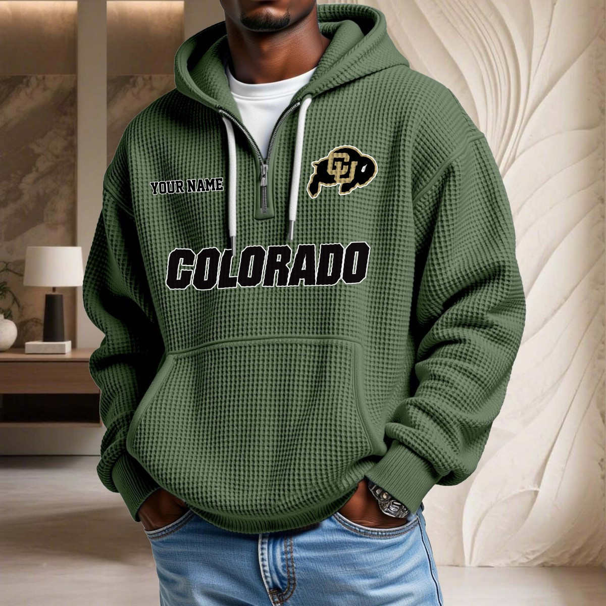 Sweat à capuche en maille gaufrée Colorado Buffaloes – Image 9