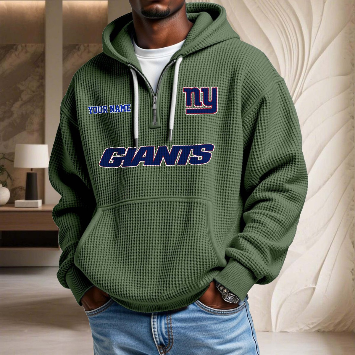Sweat à capuche en maille gaufrée New York Giants – Image 9