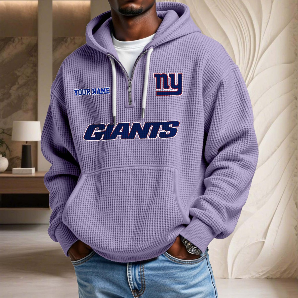 Sweat à capuche en maille gaufrée New York Giants – Image 10