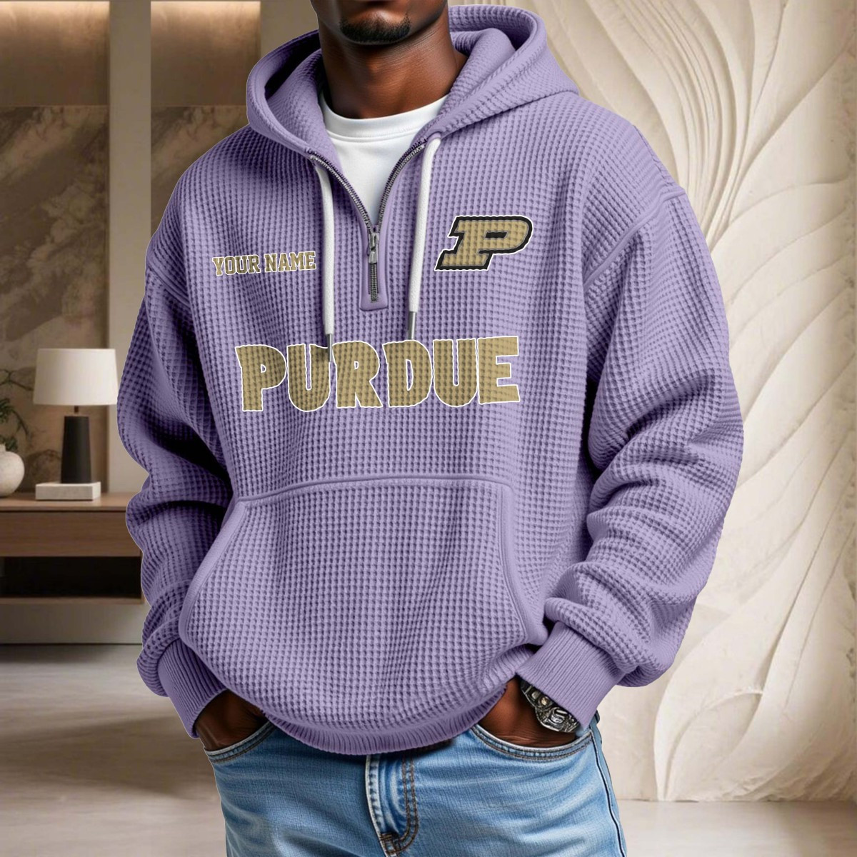Sweat à capuche en maille gaufrée Purdue Boilermakers – Image 10