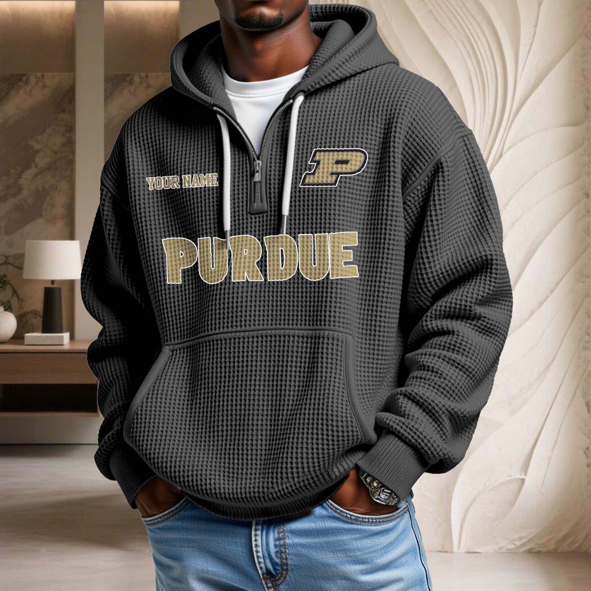 Sweat à capuche en maille gaufrée Purdue Boilermakers