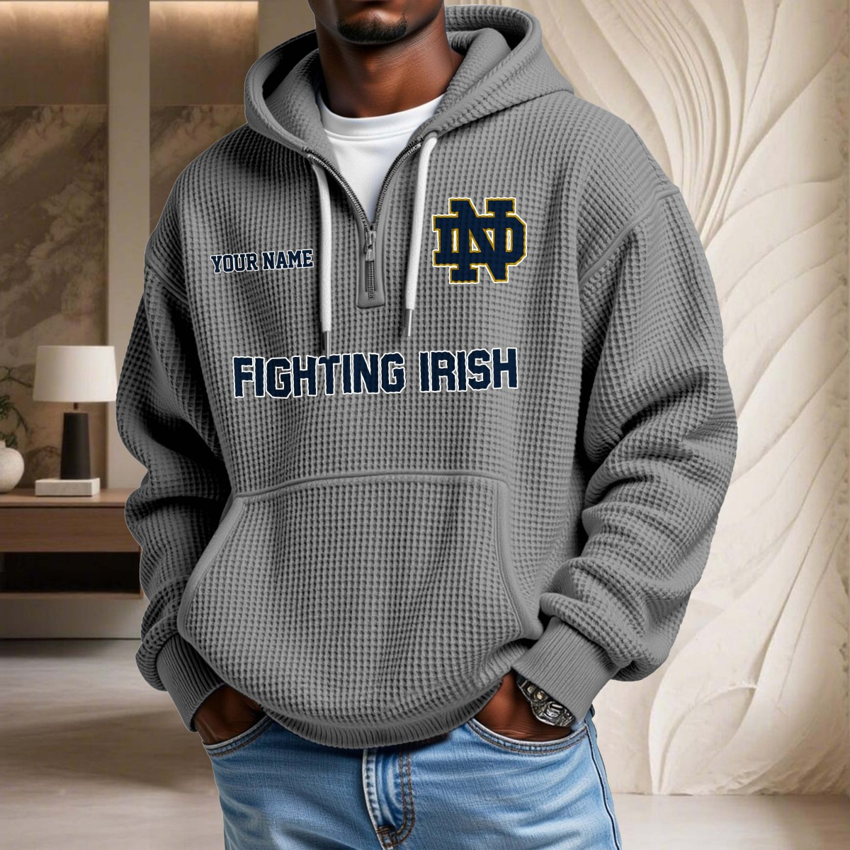 Sweat à capuche en maille gaufrée Notre Dame Fighting Irish – Image 6
