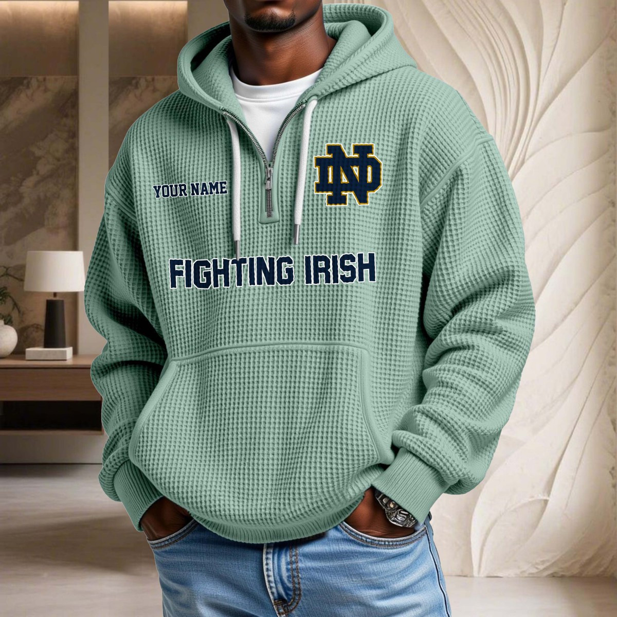 Sweat à capuche en maille gaufrée Notre Dame Fighting Irish – Image 8