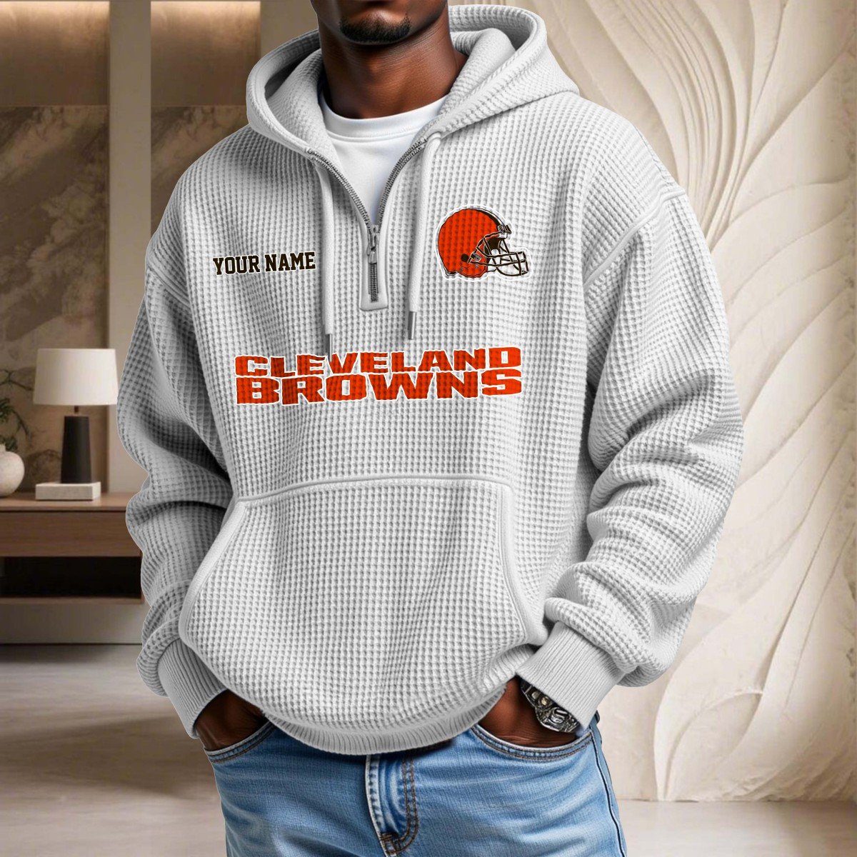 Sweat à capuche en maille gaufrée Cleveland Browns