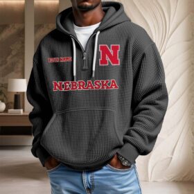 Sweat à capuche en maille gaufrée Nebraska Cornhuskers
