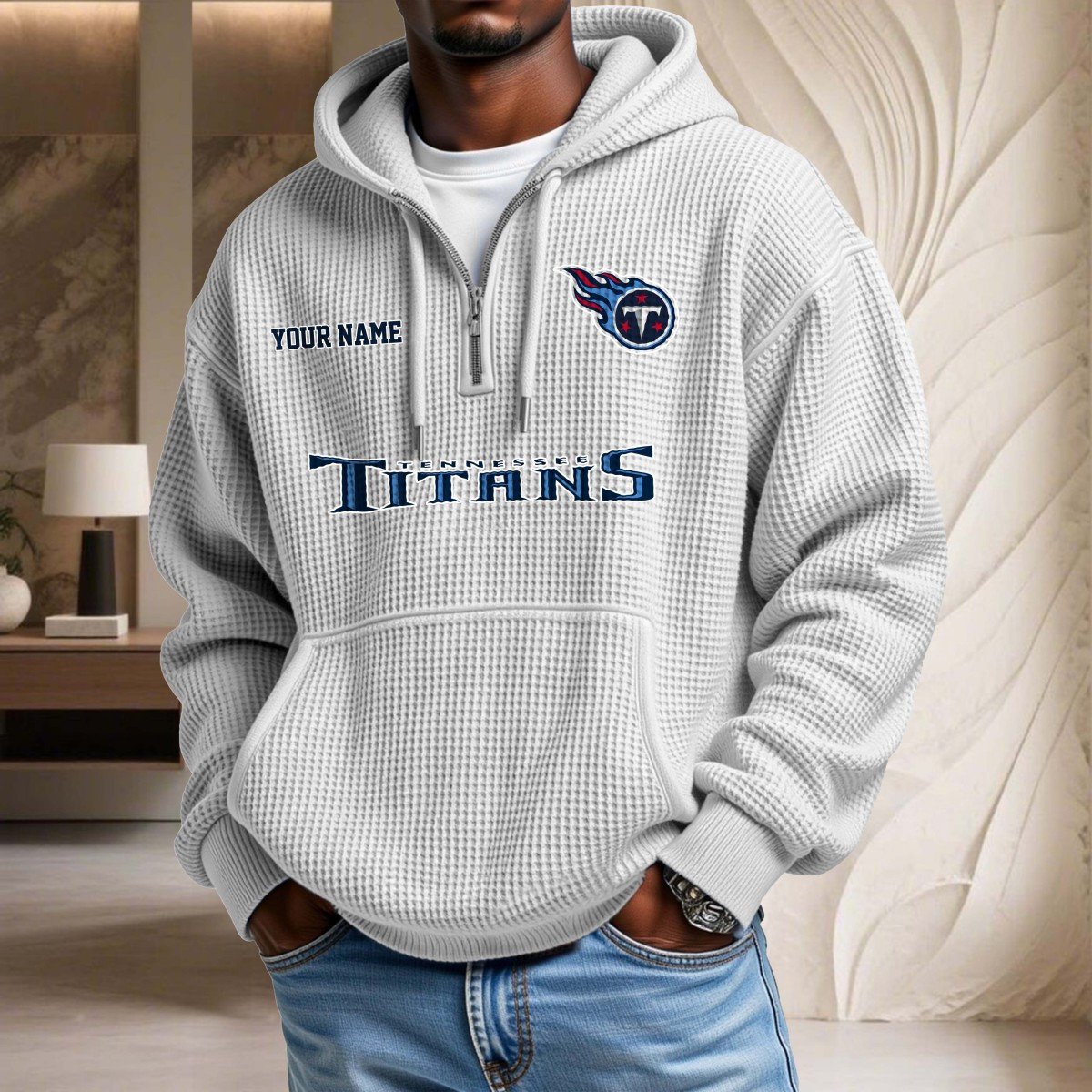 Sweat à capuche en maille gaufrée Tennessee Titans – Image 2