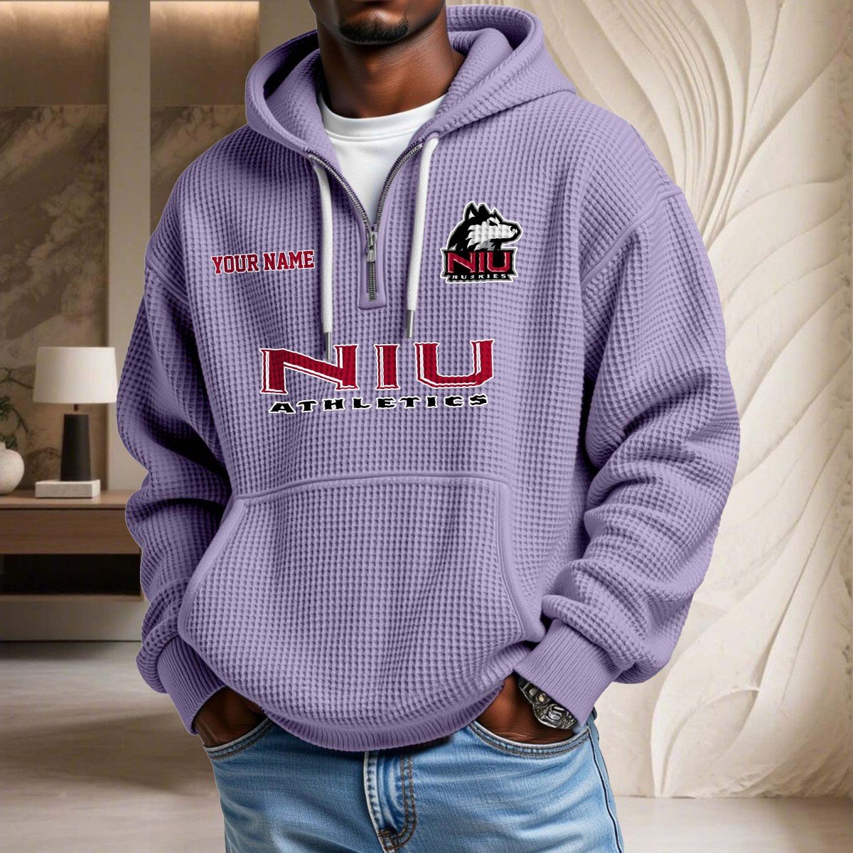 Sweat à capuche en maille gaufrée Northern Illinois Huskies – Image 10