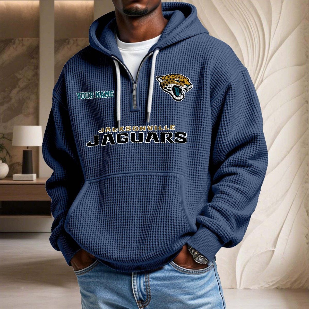 Sweat à capuche en maille gaufrée Jacksonville Jaguars – Image 4