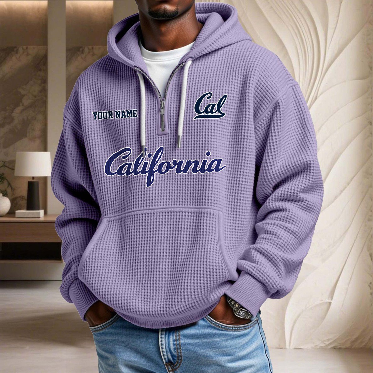Sweat à capuche en maille gaufrée California Golden Bears – Image 10