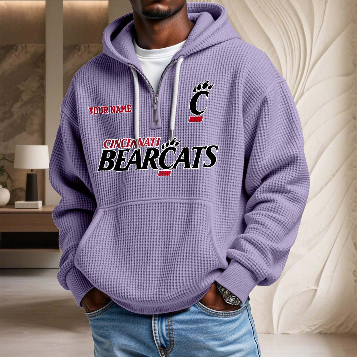 Sweat à capuche en maille gaufrée Cincinnati Bearcats – Image 10