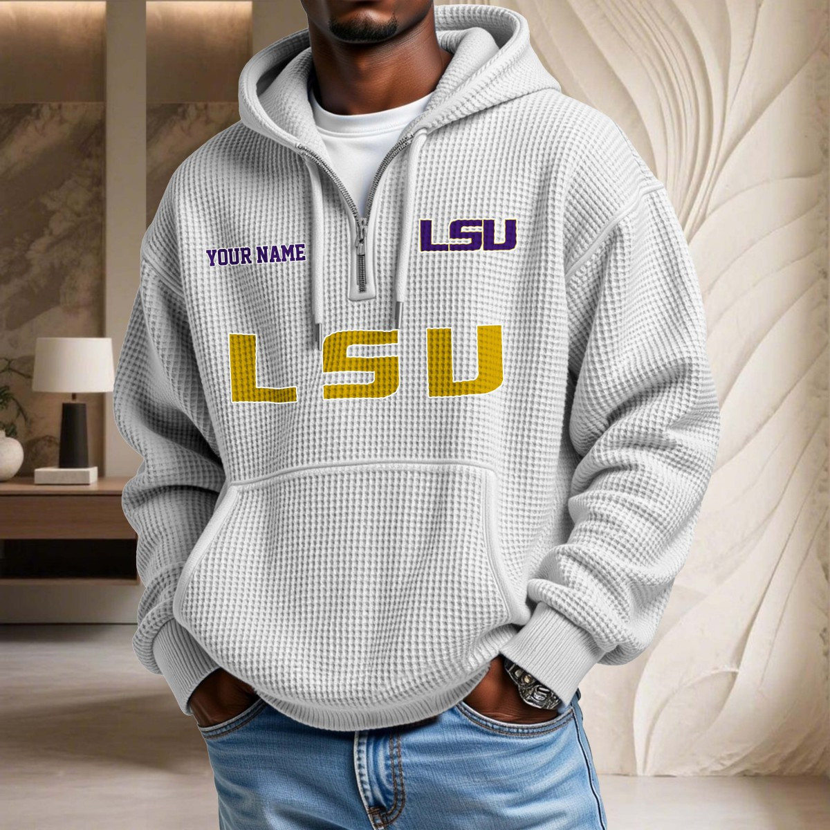 Sweat à capuche en maille gaufrée Lsu Tigers