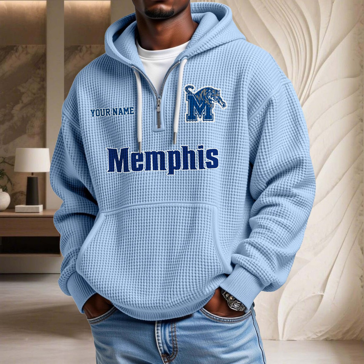 Sweat à capuche en maille gaufrée Memphis Tigers – Image 7
