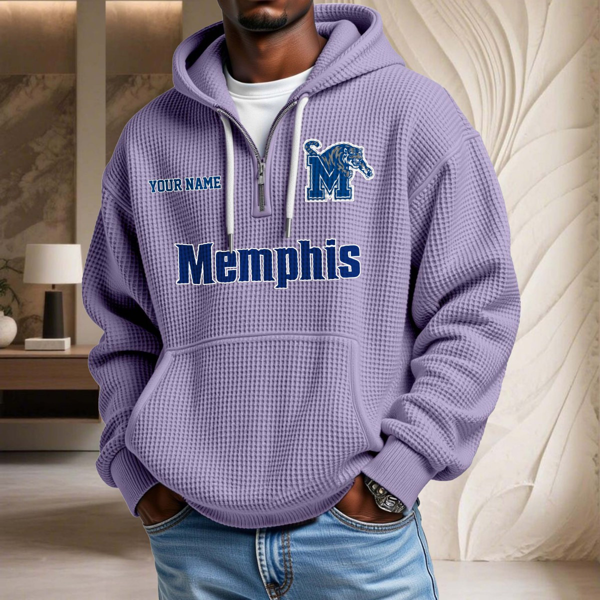 Sweat à capuche en maille gaufrée Memphis Tigers – Image 10