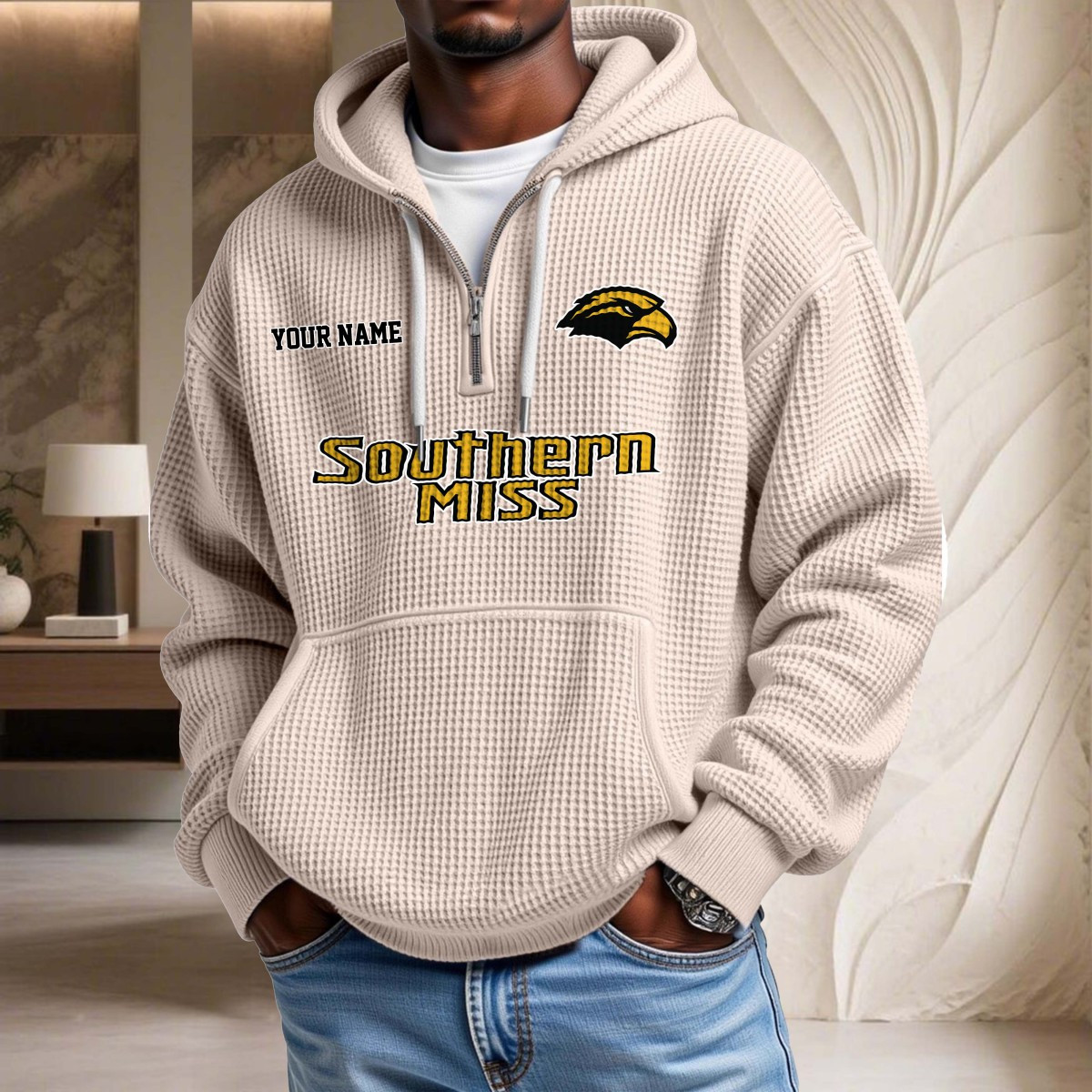 Sweat à capuche en maille gaufrée Southern Miss Golden Eagles – Image 5