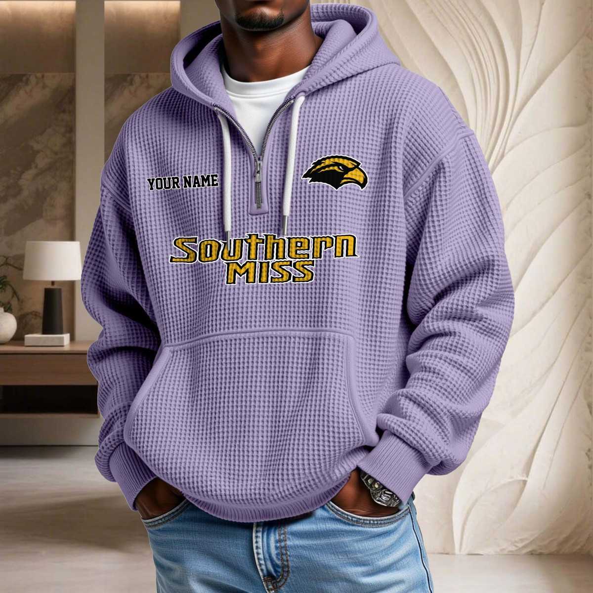 Sweat à capuche en maille gaufrée Southern Miss Golden Eagles – Image 10