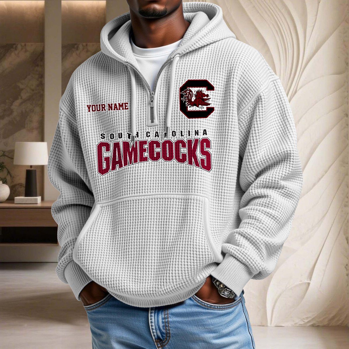 Sweat à capuche en maille gaufrée South Carolina Gamecocks – Image 2