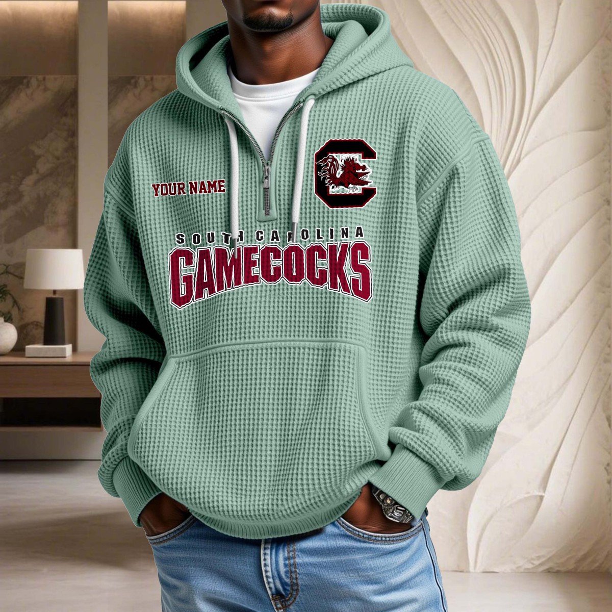 Sweat à capuche en maille gaufrée South Carolina Gamecocks – Image 8